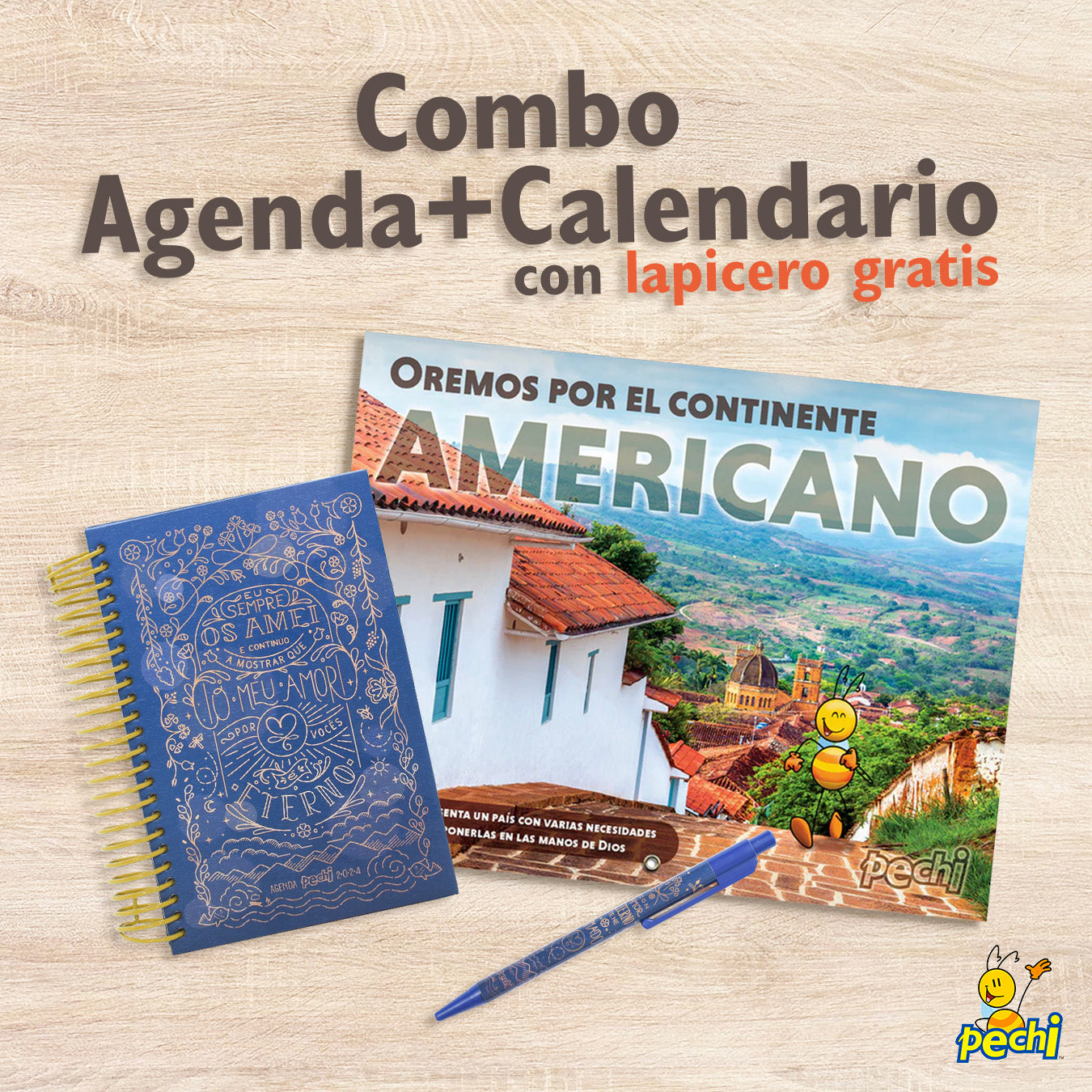 CMB-AGD.62 Combo Agenda espiral Amor Eterno más Calendario con lapicero gratis