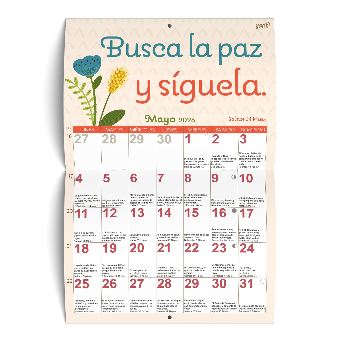 Calendario de pared Fe y esperanza
