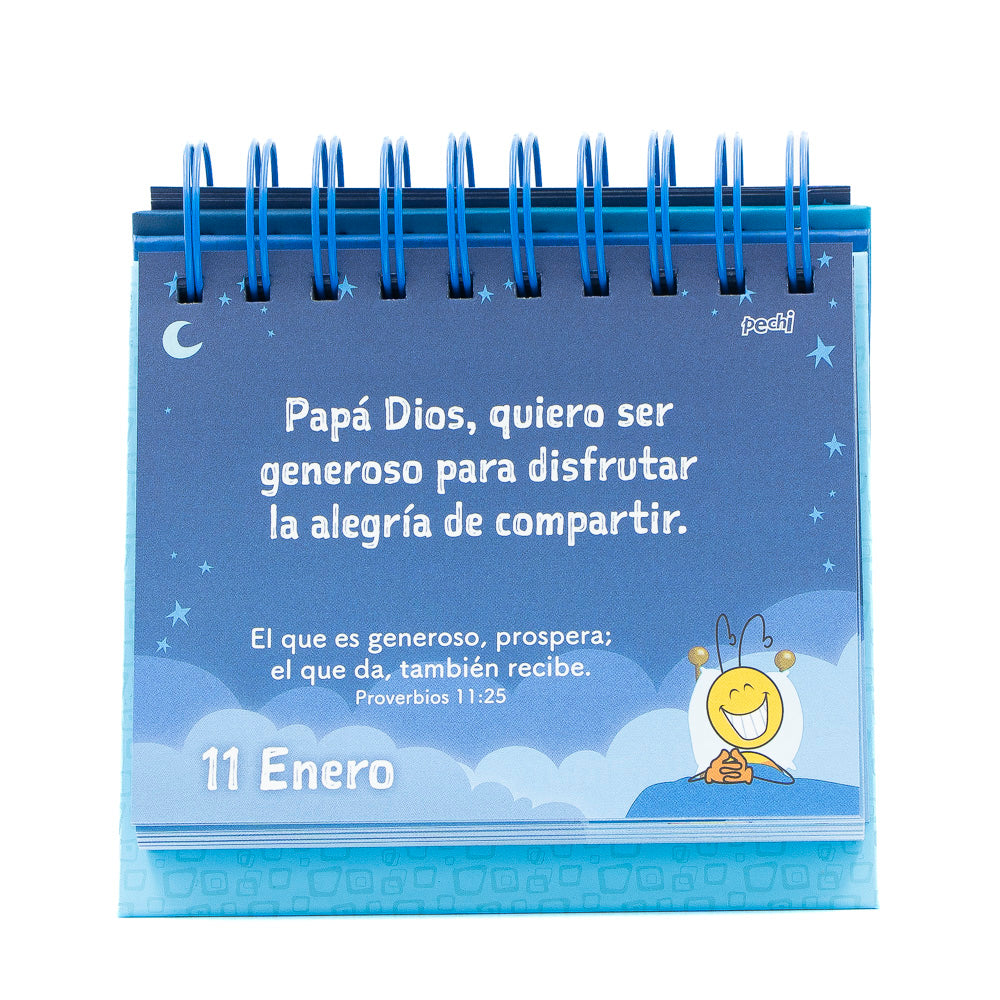 Calendario perpetuo Abracitos de Dios, 365 oraciones para niños.