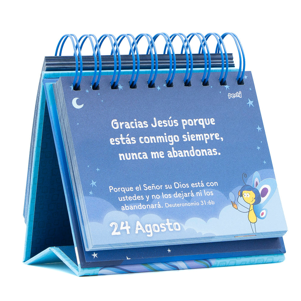 Calendario perpetuo Abracitos de Dios, 365 oraciones para niños.